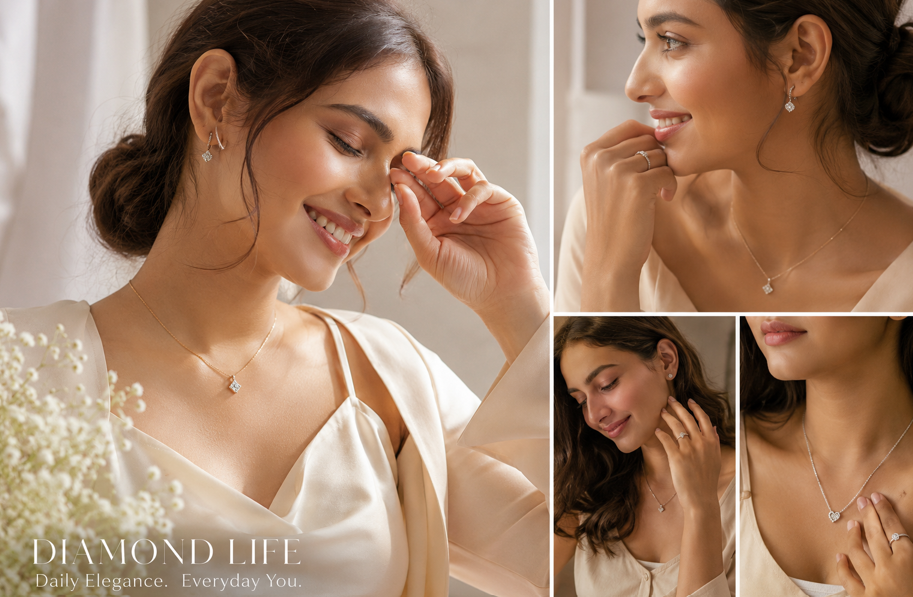Diamond Life - daily elegance diamond jewellery on models
